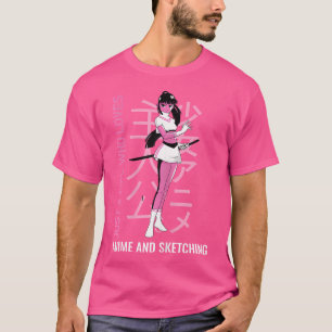 Camiseta Apenas Uma Menina Que Ama Anime E Esboça Japonês