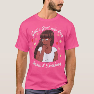 Camiseta Apenas Uma Menina Que Ama Anime E Esboça Manga Gi