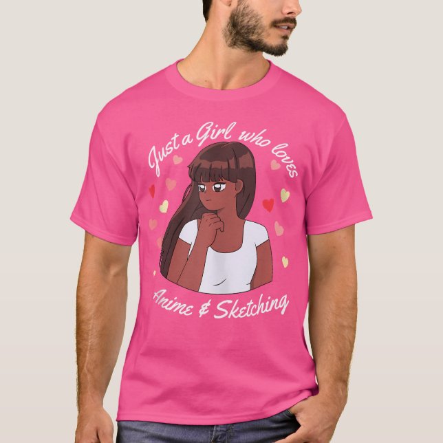 Camiseta Apenas Uma Menina Que Ama Anime E Esboça Manga Gi (Frente)