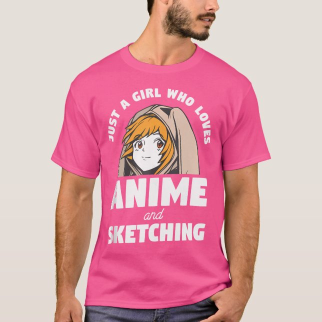 Camiseta Apenas Uma Menina Que Ama Anime E Esboça Otaku Sk (Frente)