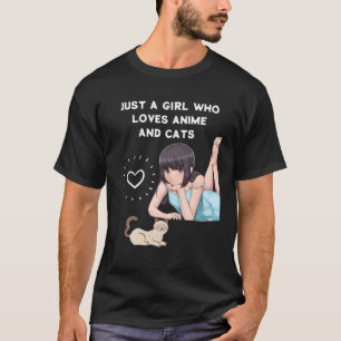Camiseta Apenas Uma Menina Que Ama Anime E Gata Anime Manga