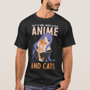 Camiseta Apenas Uma Menina Que Ama Anime E Gata Kawaii Pet