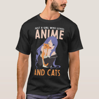 Camiseta Apenas Uma Menina Que Ama Anime E Gata Kawaii Pet