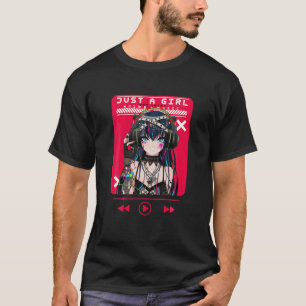 Camiseta Apenas Uma Menina Que Ama Anime E Música Kawai Pa