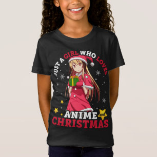 Camiseta Apenas Uma Menina Que Ama Anime E O Natal Pajama