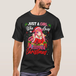 Camiseta Apenas Uma Menina Que Ama Anime E Papais noeis De