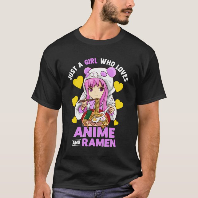 Camiseta Apenas Uma Menina Que Ama Anime E Ramen Bowl Panda (Frente)