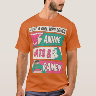 Camiseta Apenas Uma Menina Que Ama Anime Gata Ramen Gamers 