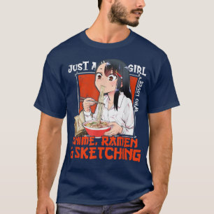 Camiseta Apenas Uma Menina Que Ama Anime Ramen E Desenhando