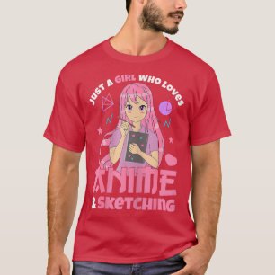 Camiseta Apenas Uma Menina Que Ama Anime Ramen E Desenhando