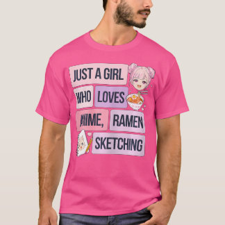 Camiseta Apenas Uma Menina Que Ama Anime Ramen E Desenho