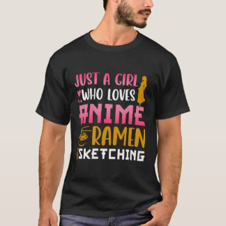 Camiseta Apenas Uma Menina Que Ama Anime Ramen E Desenho