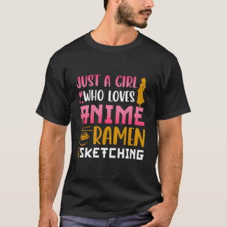 Camiseta Apenas Uma Menina Que Ama Anime Ramen E Desenho