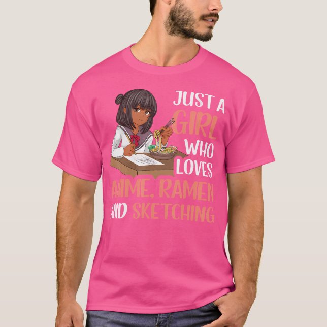 Camiseta Apenas Uma Menina Que Ama Anime Ramen E Desenho (Frente)