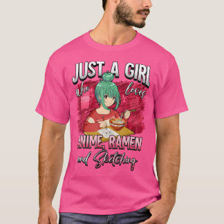 Camiseta Apenas Uma Menina Que Ama Anime Ramen E Desenho