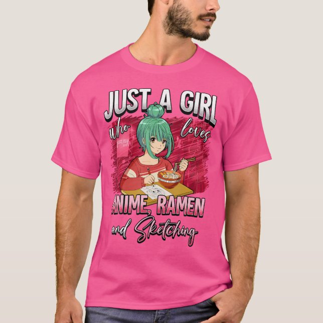 Camiseta Apenas Uma Menina Que Ama Anime Ramen E Desenho (Frente)