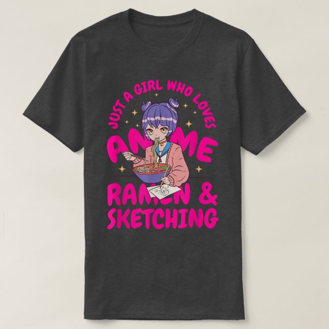Camiseta Apenas Uma Menina Que Ama Anime Ramen E Esbofetean (Frente do Design)