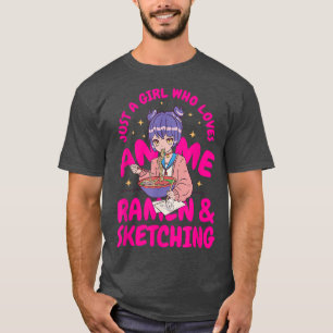 Camiseta Apenas Uma Menina Que Ama Anime Ramen E Esbofetean