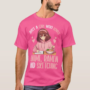 Camiseta Apenas Uma Menina Que Ama Anime Ramen E Esbofetean