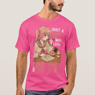 Camiseta Apenas Uma Menina Que Ama Anime Ramen E Esbofetean