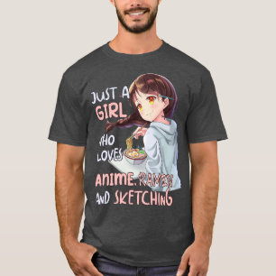 Camiseta Apenas Uma Menina Que Ama Anime Ramen E Esbofetean