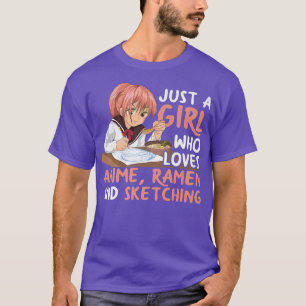 Camiseta Apenas Uma Menina Que Ama Anime Ramen E Esbofetean