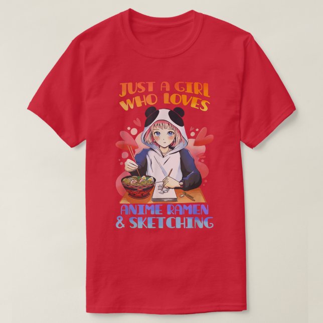 Camiseta Apenas Uma Menina Que Ama Anime Ramen E Esbofetean (Frente do Design)