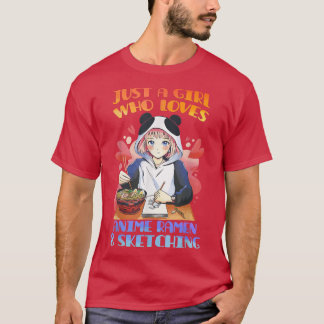 Camiseta Apenas Uma Menina Que Ama Anime Ramen E Esbofetean