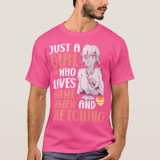 Camiseta Apenas Uma Menina Que Ama Anime Ramen E Esbofetean