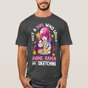 Camiseta Apenas Uma Menina Que Ama Anime Ramen E Esbofetean