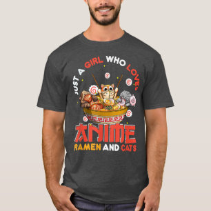 Camiseta Apenas Uma Menina Que Ama Anime Ramen E Gata Kawai