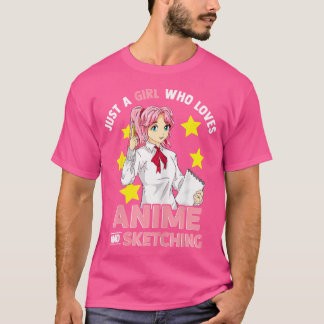 Camiseta Apenas Uma Menina Que Ama Animes E Esboço Bichinho