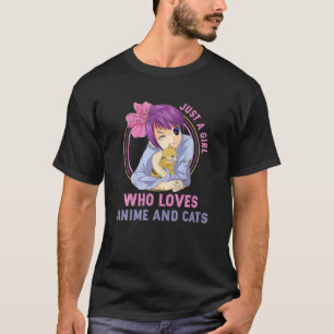 Camiseta Apenas Uma Menina Que Ama Animes E Gatos