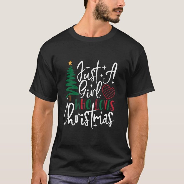 Camiseta Apenas Uma Menina Que Ama Árvore De Natal Luz Xmas (Frente)