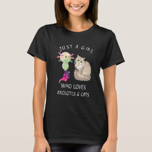 Camiseta Apenas Uma Menina Que Ama Axolotls E Gatos Cute Ax