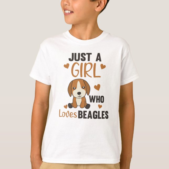 Camiseta Apenas Uma Menina Que Ama Beagles Kawaii Cachorro  (Frente)