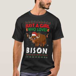 Camiseta Apenas Uma Menina Que Ama Bison Correspondendo Ao