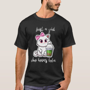 Camiseta Apenas Uma Menina Que Ama Boba Tea Gift Kawaii Cat