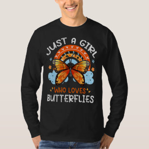 Camiseta Apenas Uma Menina Que Ama Borboletas Flores Bonita