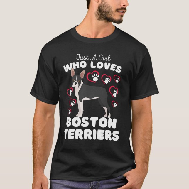 Camiseta Apenas Uma Menina Que Ama Boston Terriers Cute Bos (Frente)