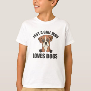 Camiseta Apenas Uma Menina Que Ama Cachorros Boxer Cachorro