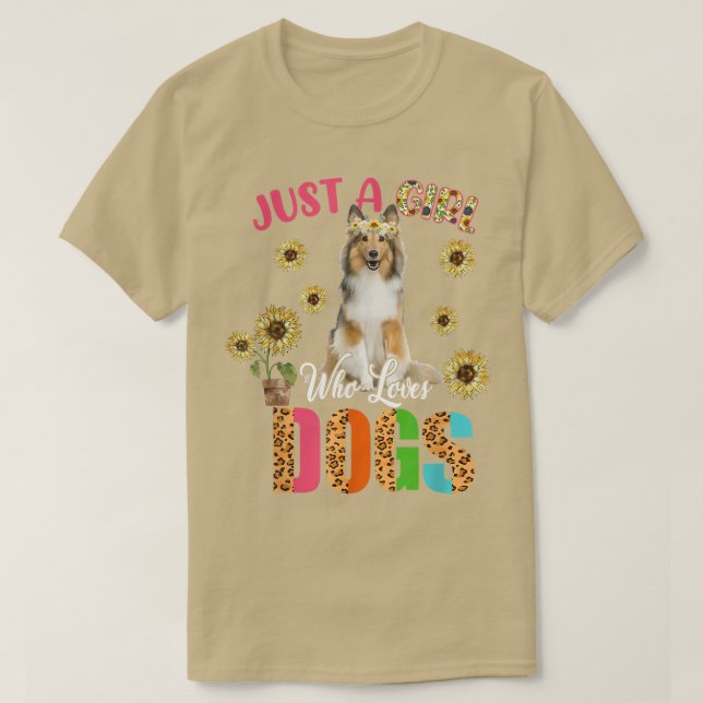 Camiseta Apenas Uma Menina Que Ama Cachorros Girassóis Cudo (Frente do Design)