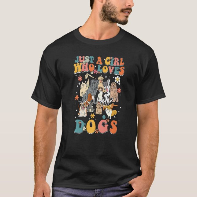 Camiseta Apenas Uma Menina Que Ama Cachorros Retro Cristo D (Frente)