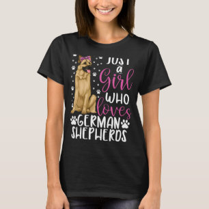 Camiseta Apenas Uma Menina Que Ama Cães Pastor Alemão Amant
