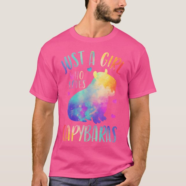 Camiseta Apenas Uma Menina Que Ama Capybaras Watercolor Ca (Frente)