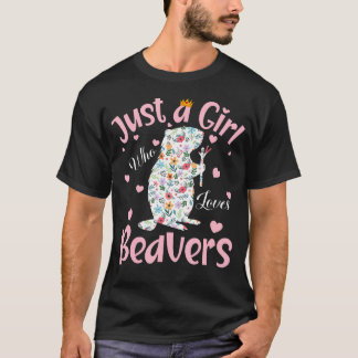 Camiseta Apenas Uma Menina Que Ama Castores Mulheres Menina