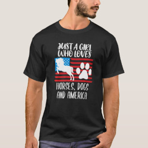 Camiseta Apenas Uma Menina Que Ama Cavalos Cães & Cão Améri