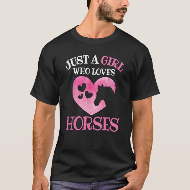 Camiseta Apenas Uma Menina Que Ama Cavalos Cavalos Cavalos  (Frente)