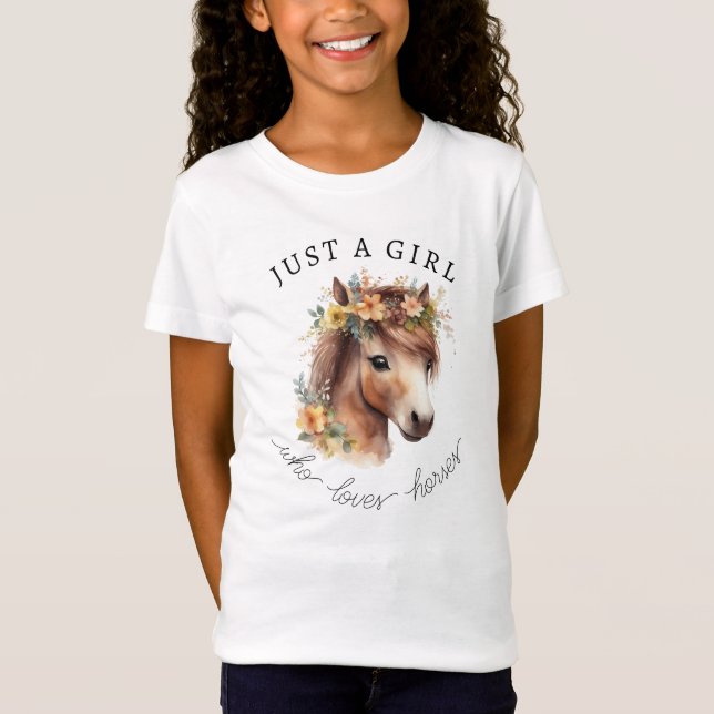 Camiseta Apenas Uma Menina Que Ama Cavalos Cute Pony Equest (Frente)