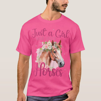 Camiseta Apenas Uma Menina Que Ama Cavalos Montando Amante
